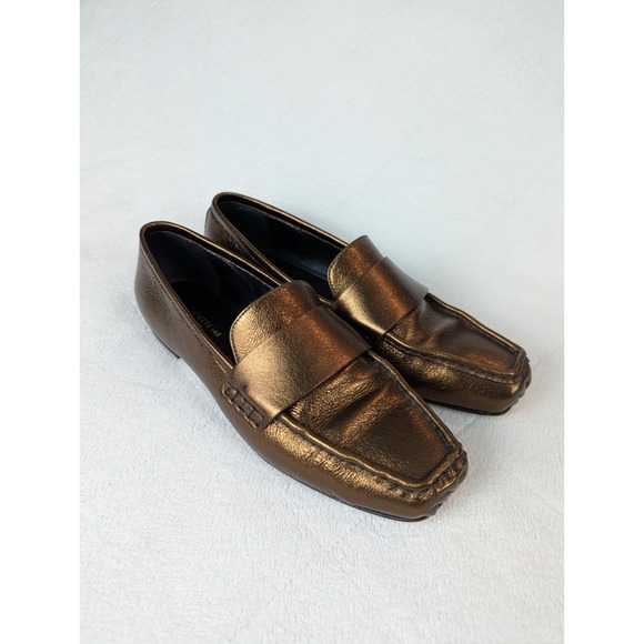 Lafayette‎ 148 NY Bronze Leather Women's Loafers Size 38.5 (US 8.5) Workwear - Picture 1 of 12